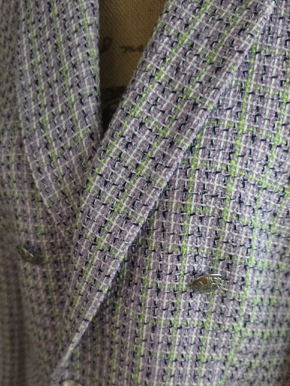 LOFT Lilac Double-Breasted Tweed Blazer - Picture 3 of 3